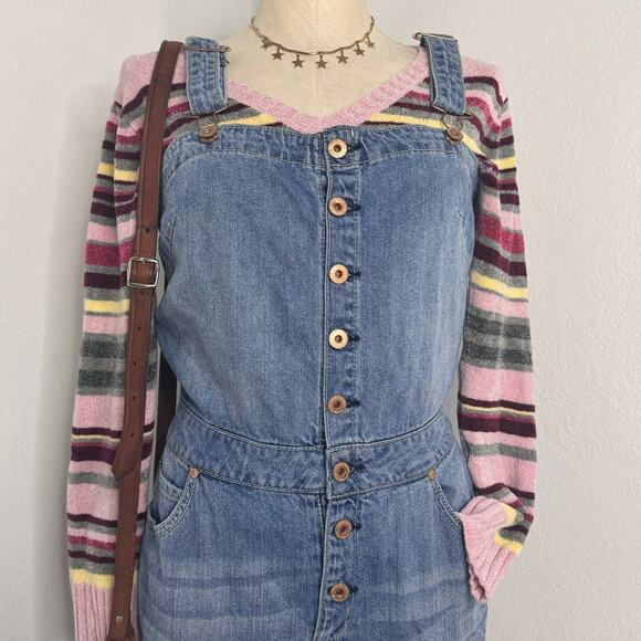 American Rag Short Overalls Shortalls Denim Rag Button Front Size 5 Indie - Picture 3 of 7